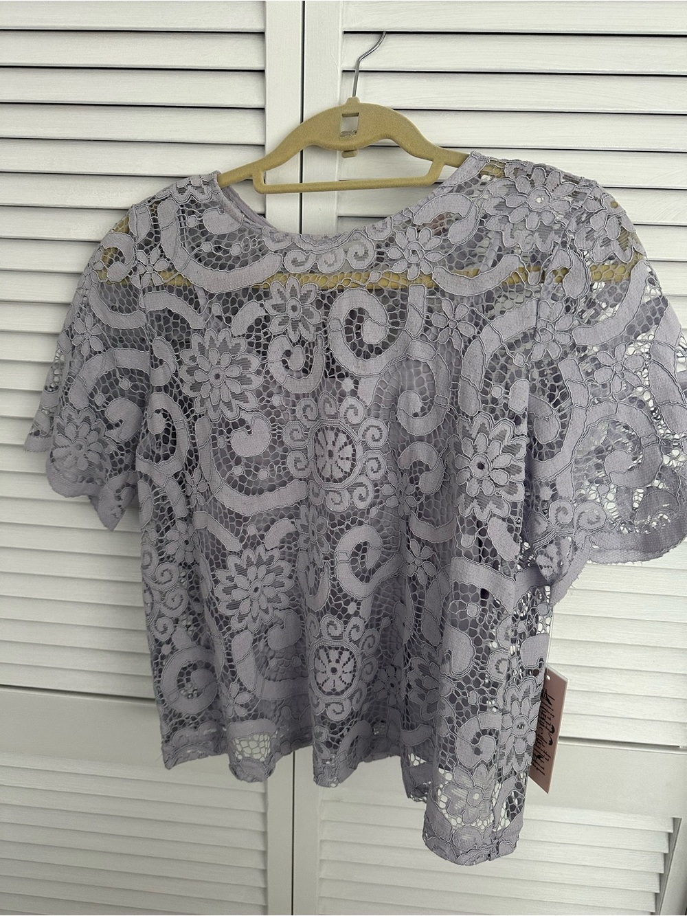 Nanette Lepore Lavender Lace Flutter-Sleeve Blouse